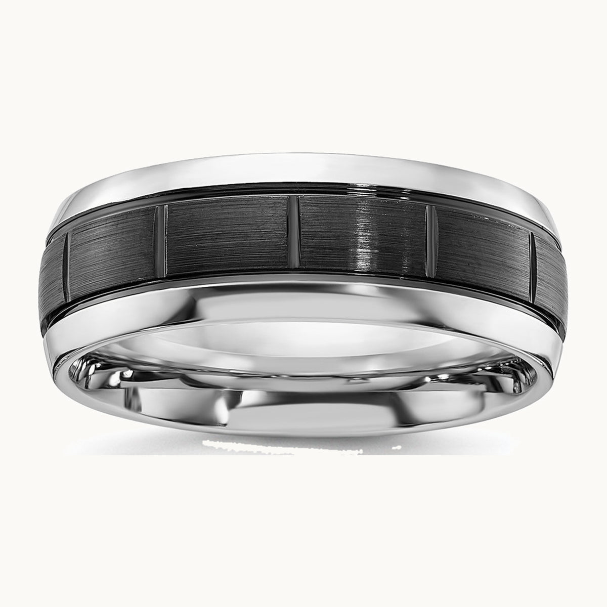 Chisel Cobalt Polished with Brushed Black IP-plated Grooved Center 8mm Band