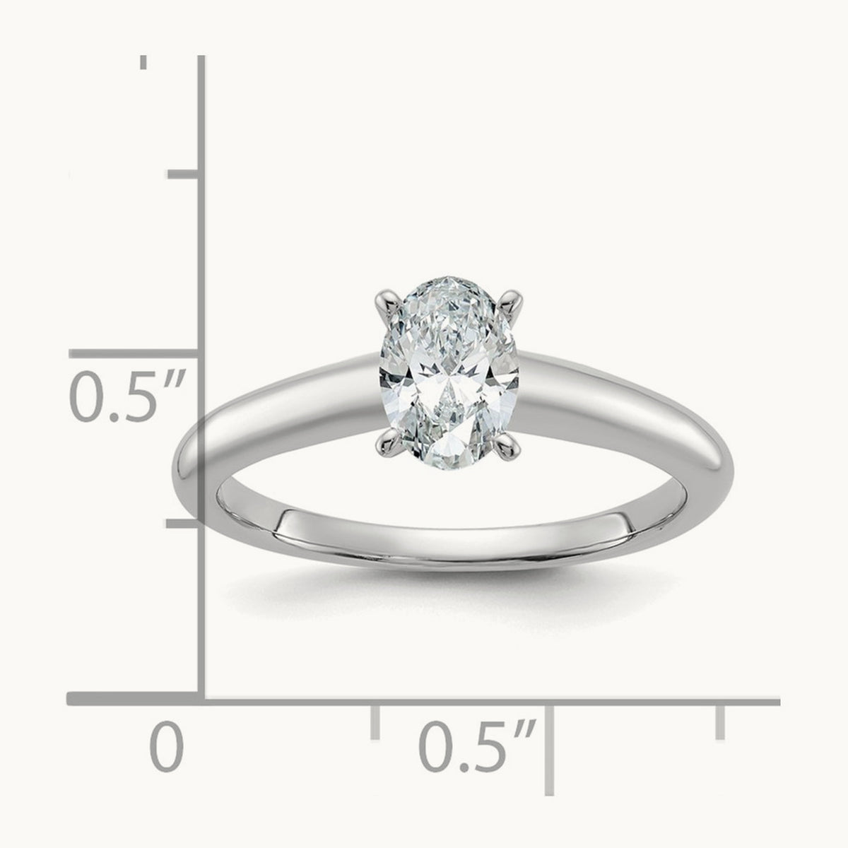 Oval Solitaire Engagement Ring, 0.50-5.00 ct tw Lab-Grown Diamond — 3/4 ct, 14K White Gold