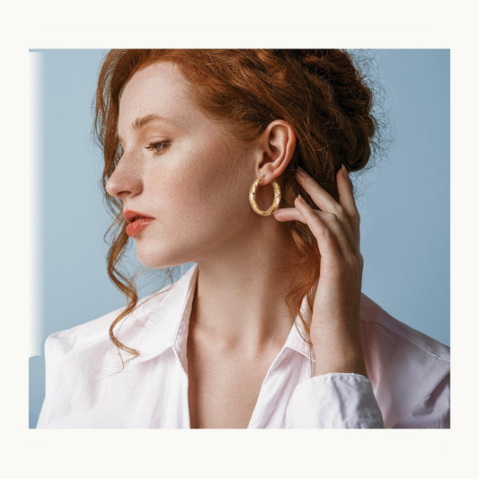 Polished and Grooved Hoop Earrings — Leslie's — 22mm