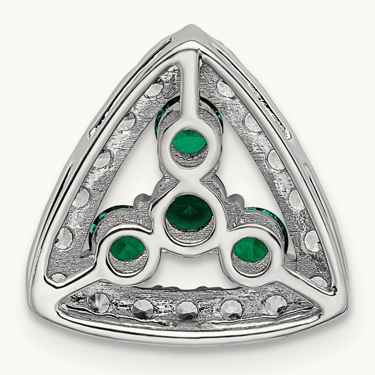 Created Emerald Chain Slide, 0.50 ct tw Lab-Grown Diamond — 14K White Gold