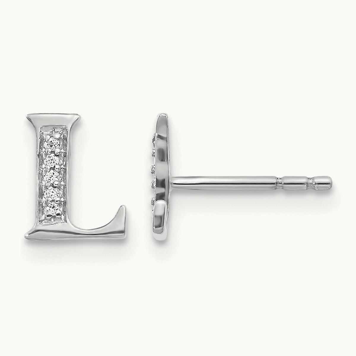 Diamond Earrings — 14K White Gold, 8mm, L