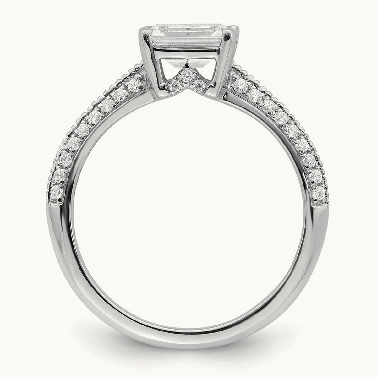 East West Emerald Semi-Mount Engagement Ring, 1.00 ct tw