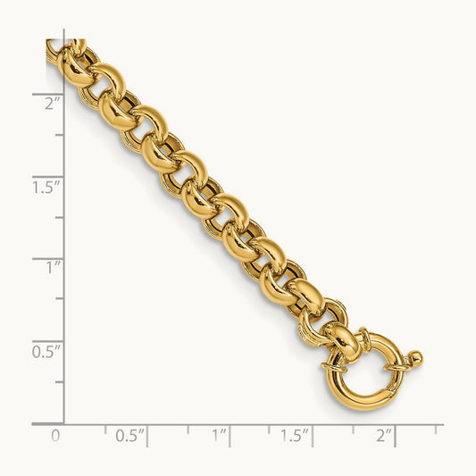 Polished Fancy Rolo Link Bracelet, 14K