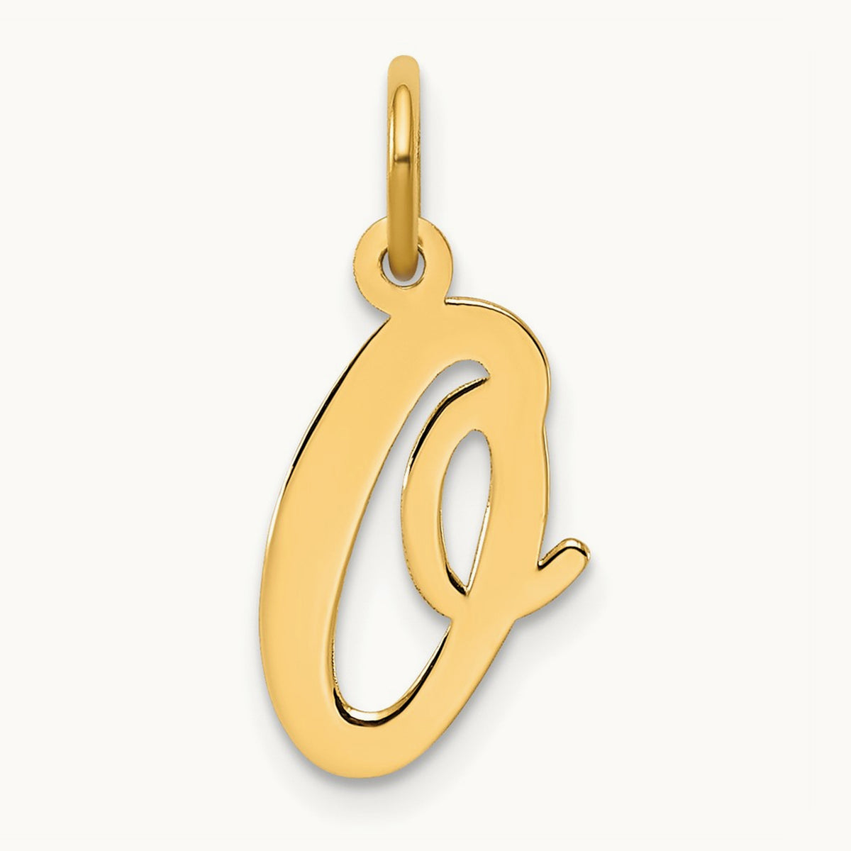 Medium Script Initial Charm — 14K Yellow Gold, O