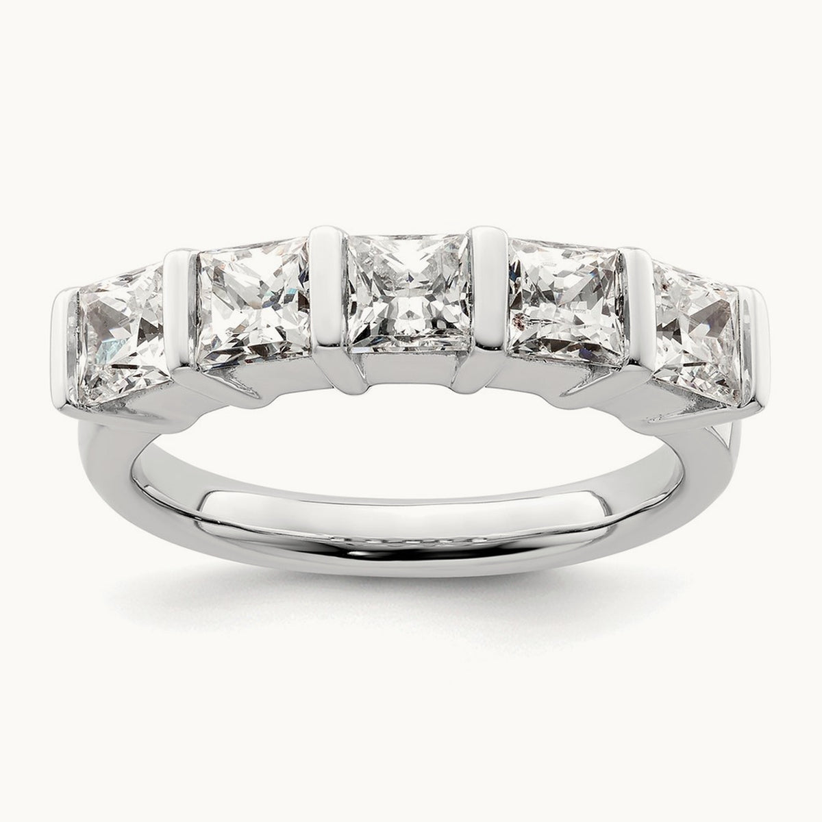 Bar-Set Princess-Cut 5-Stone Band — 1 1/2 ct, 7