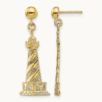 Cape Hatteras Lighthouse Earrings, 14K