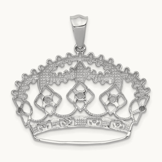 Diamond Crown Pendant, 14K White Gold
