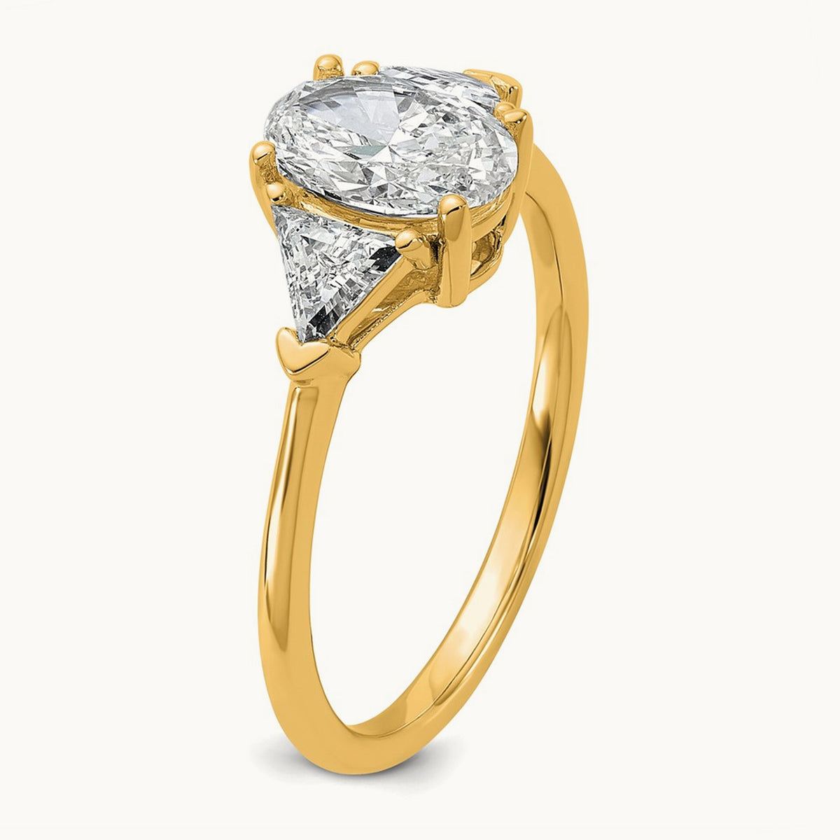 Oval & Trillion 3 Stone Engagement Ring, 1.50-4.00 ct tw Lab-Grown Diamond — 1 1/2 ct, 14K Yellow Gold