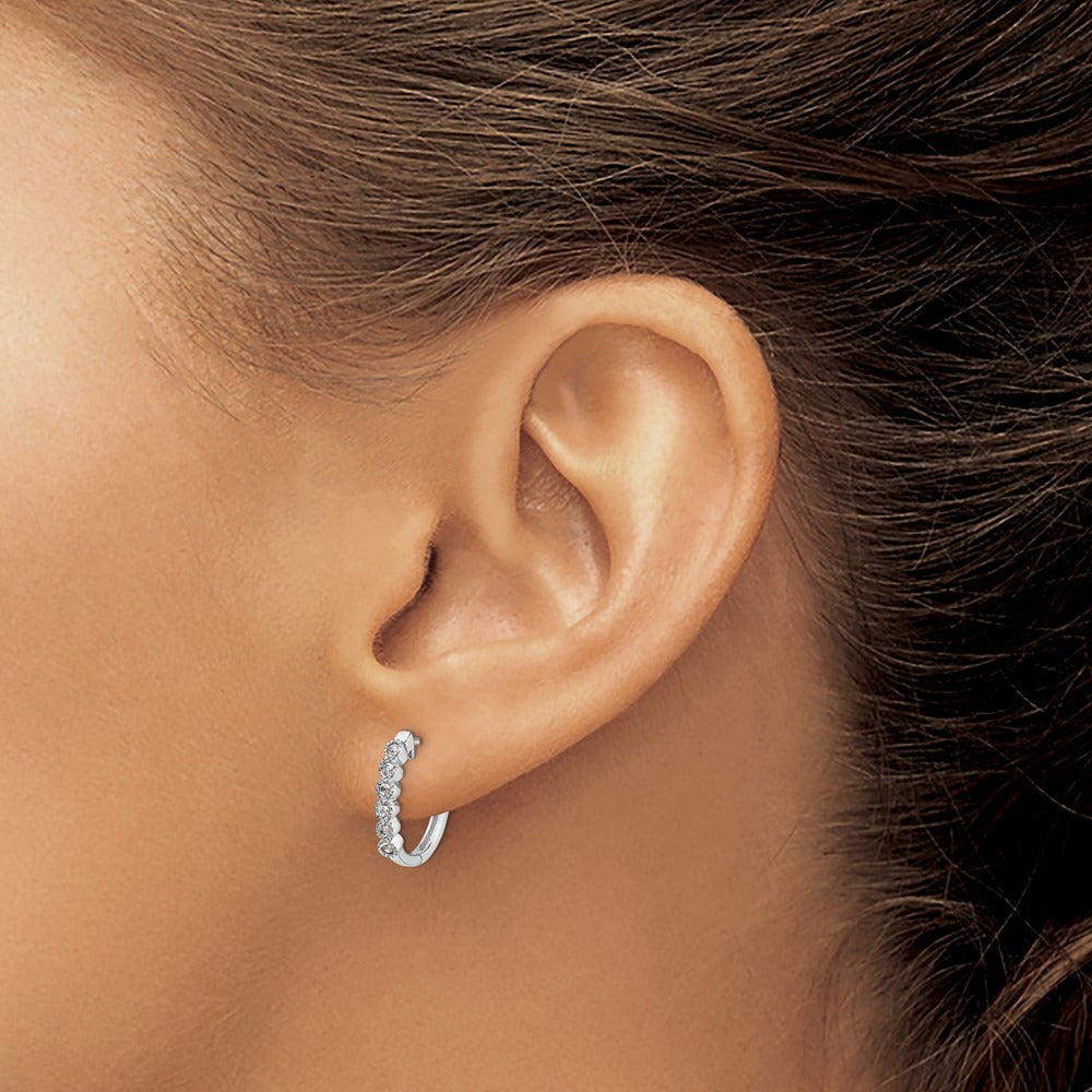 Diamond Hinged Hoop Earrings — 14K White Gold