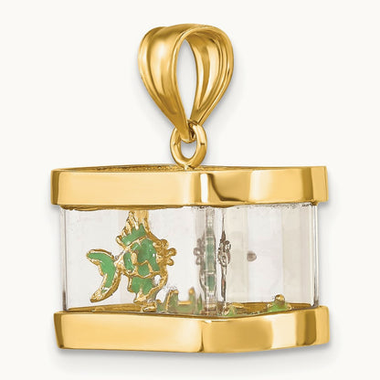 3-D Moveable Enamel Fish Aquarium Charm, 14K