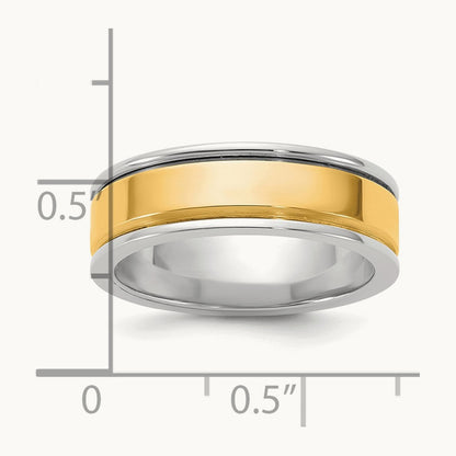 W/Y Step Up Beveled Wedding Band, 6mm, 14K Two-tone