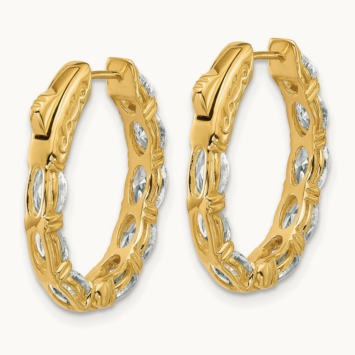 Oval & Round in/Out Hoop Earrings, 4.00 ct tw Lab-Grown Diamond — 14K Yellow Gold