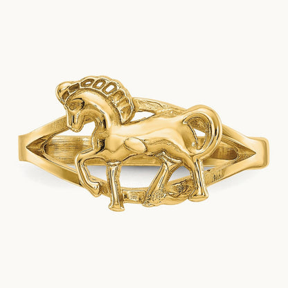 Polished Horse Ring, 14K