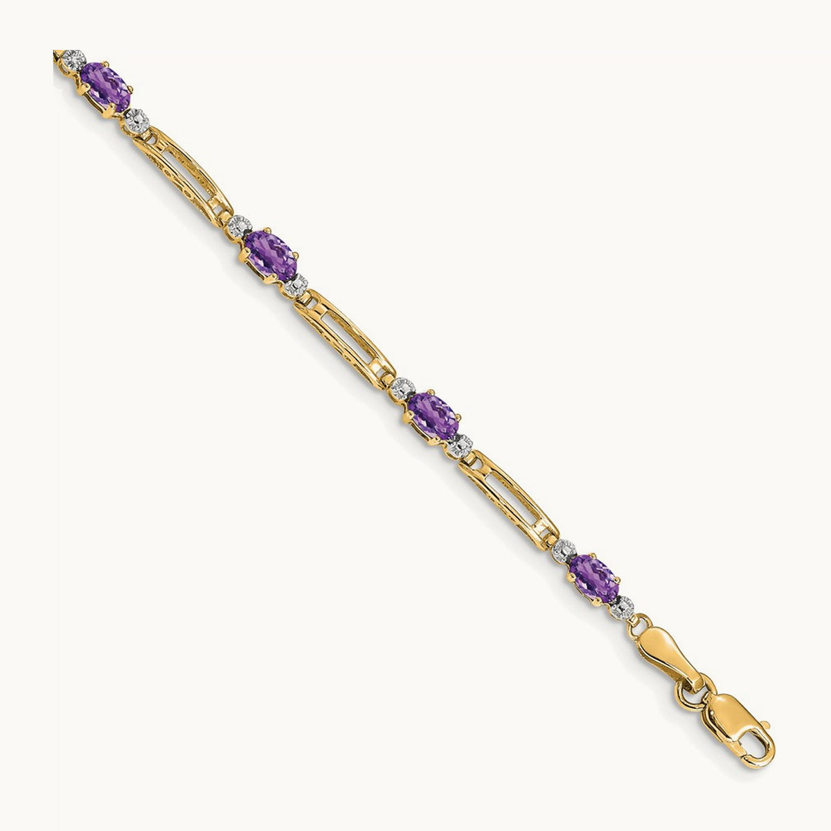 Diamond and Amethyst Bracelet — 14K Yellow Gold