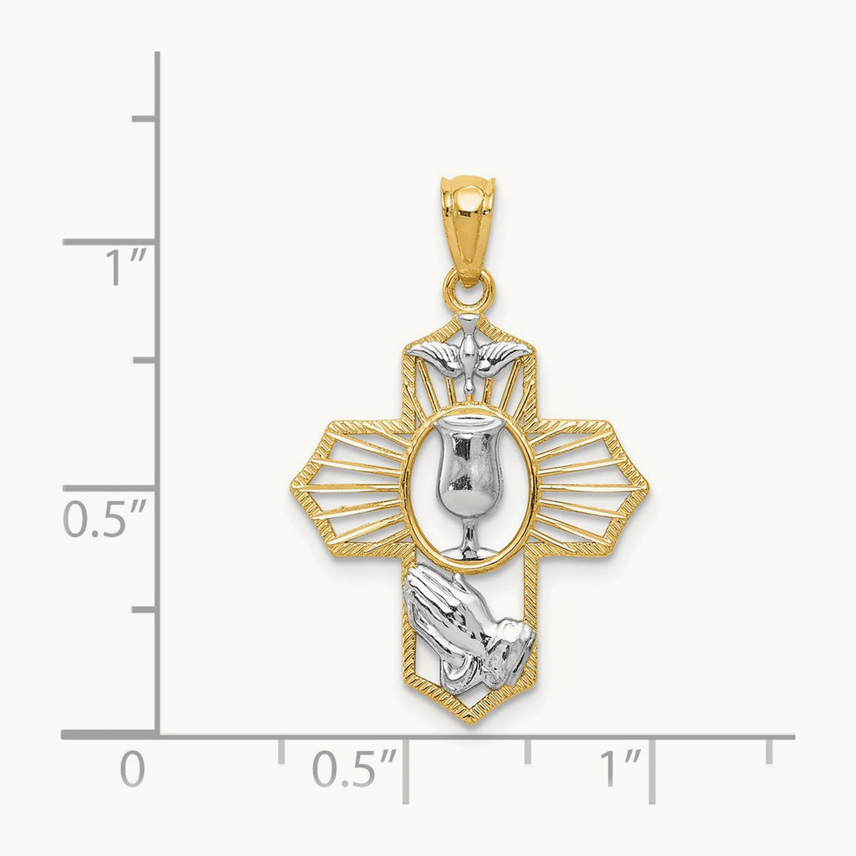 w/Rhodium Cross Pendant, 14K