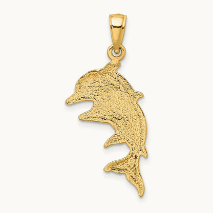 2-D Polished Double Dolphins Charm, 14K