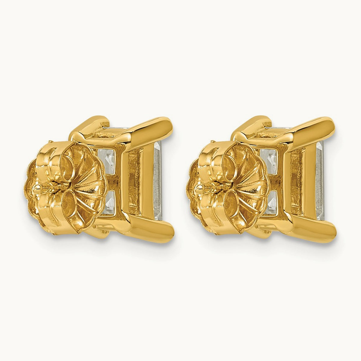 Emerald Four-Prong Stud Earrings, 0.50-6.00 ct tw Lab-Grown Diamond — 3 ct, 14K Yellow Gold