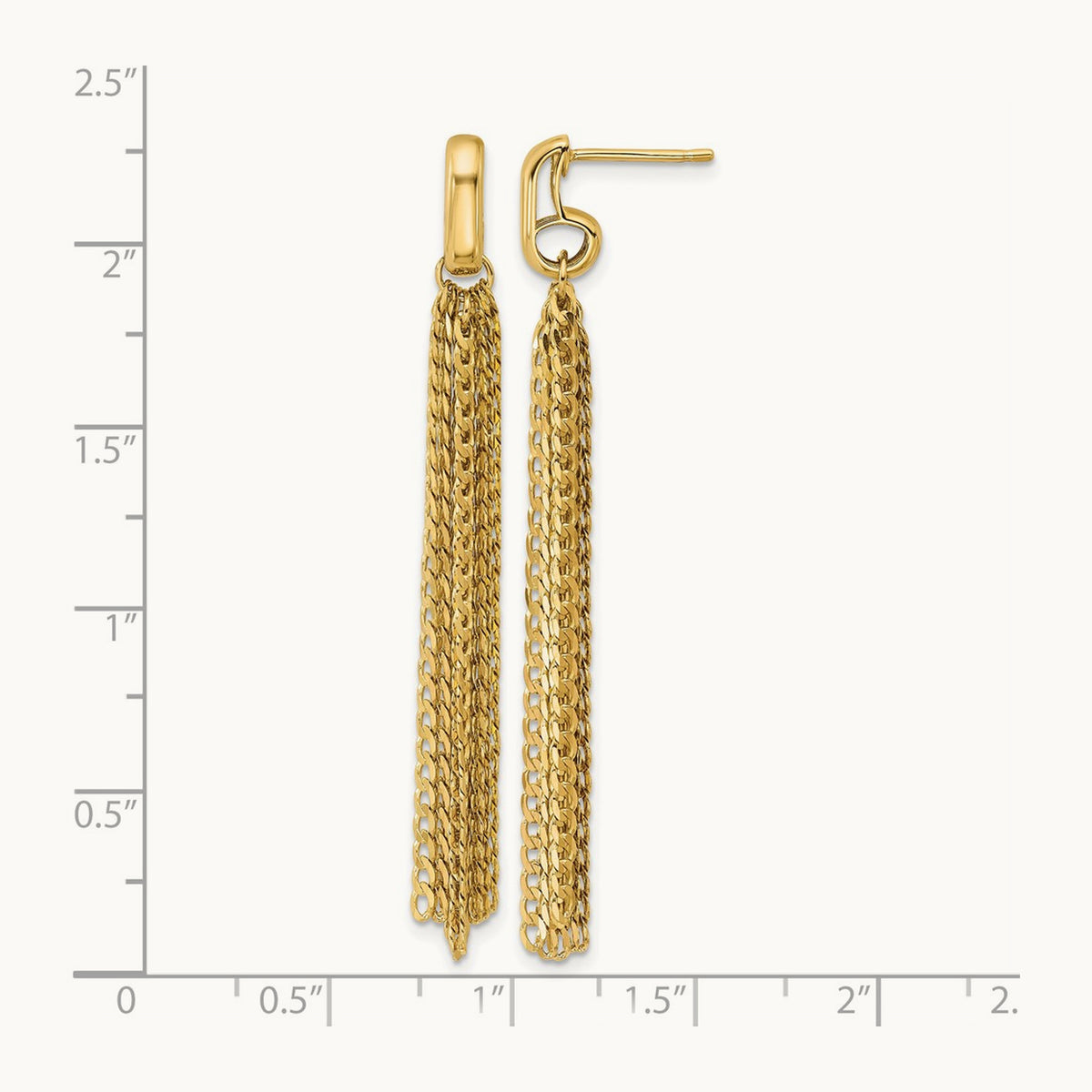 Polished Fancy Curb Link Tassel Post Dangle Earrings, 14K — Leslie's