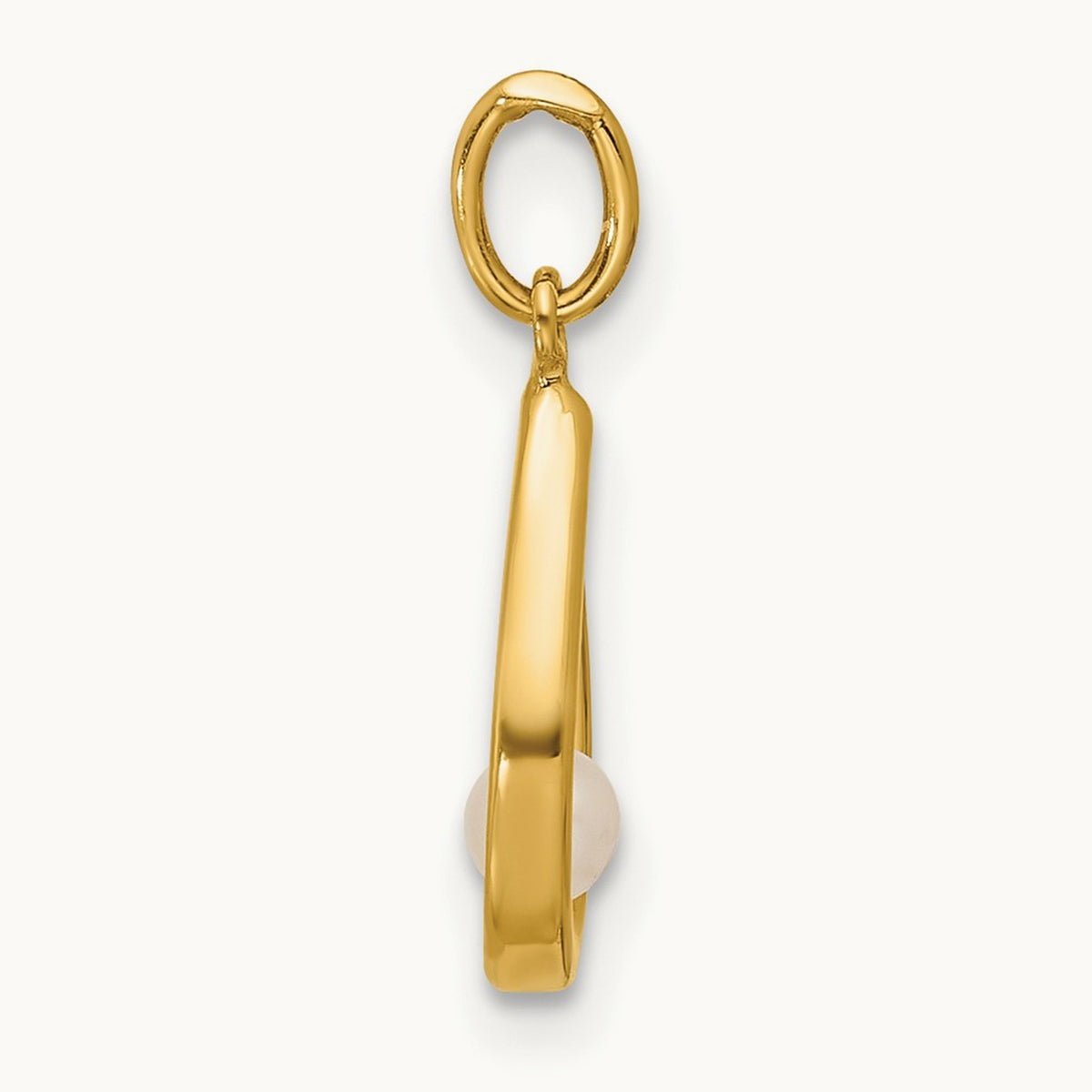Polished Freshwater Cultured Pearl Teardrop Pendant, 14K