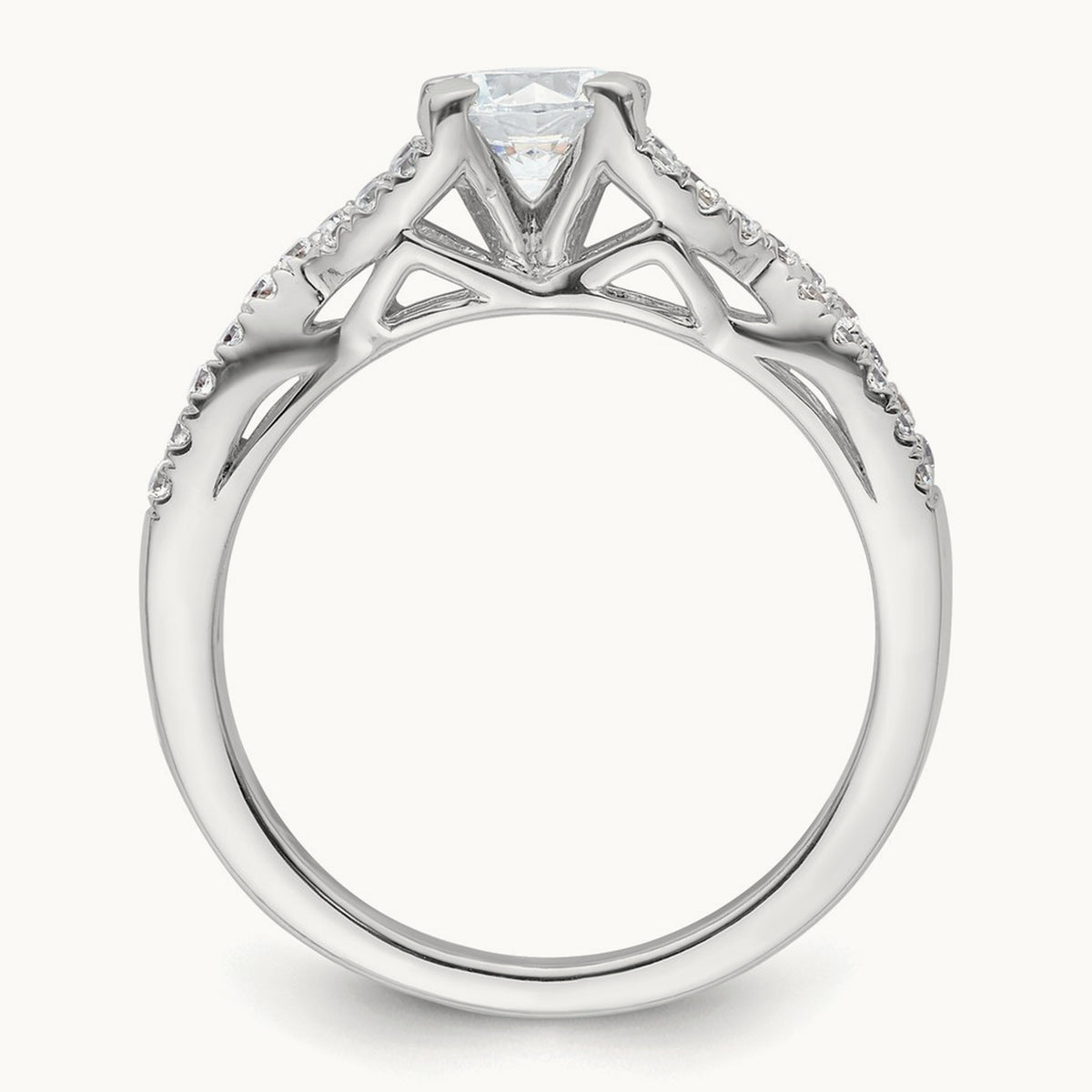 Round Semi-Mount Criss-Cross Engagement Ring — 2/7 ct, 7