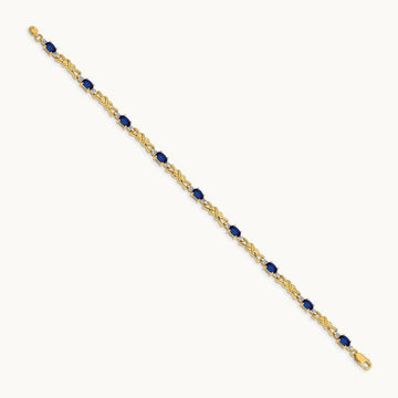 Diamond and Oval Sapphire Bracelet, 14K