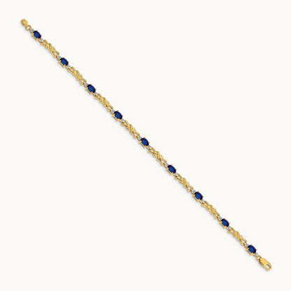 Diamond and Oval Sapphire Bracelet, 14K