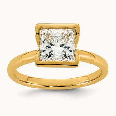 Princess Half Bezel Engagement Ring, 2-4 ct Lab-Grown Diamond