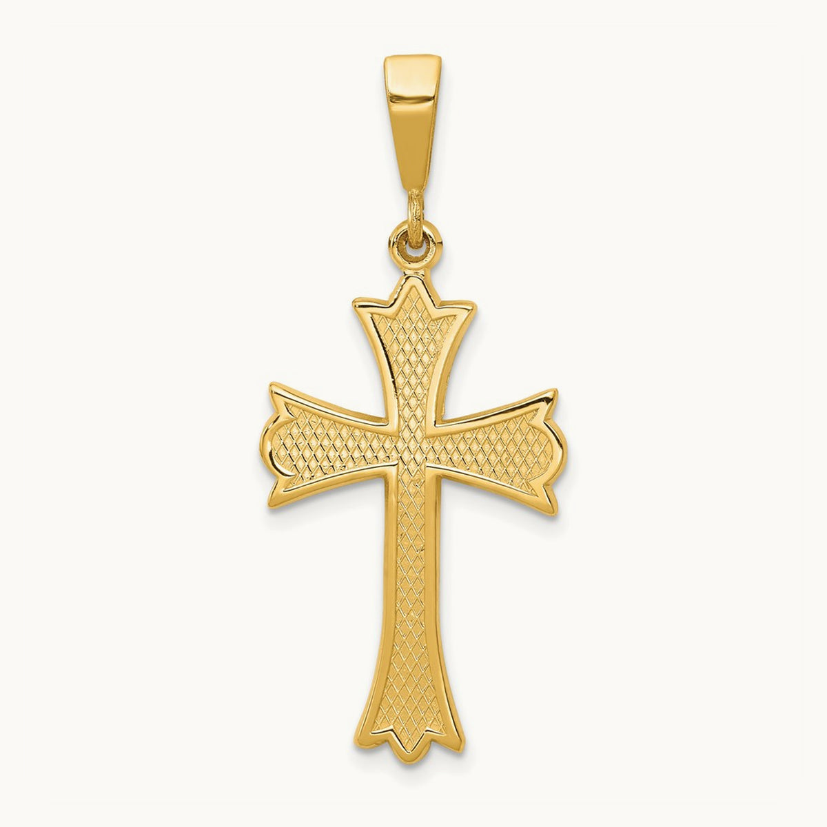 Fleur De Lis Cross Pendant, 14K