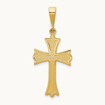 Fleur De Lis Cross Pendant, 14K