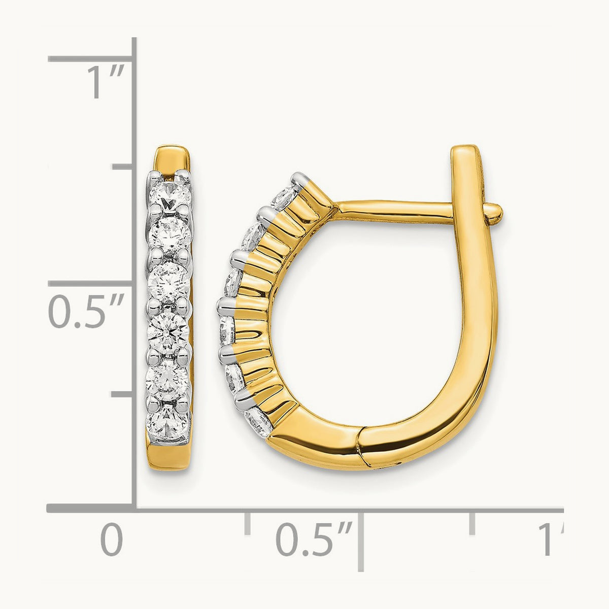 Diamond Hinged Hoop Earrings — 14K Yellow Gold, 19mm