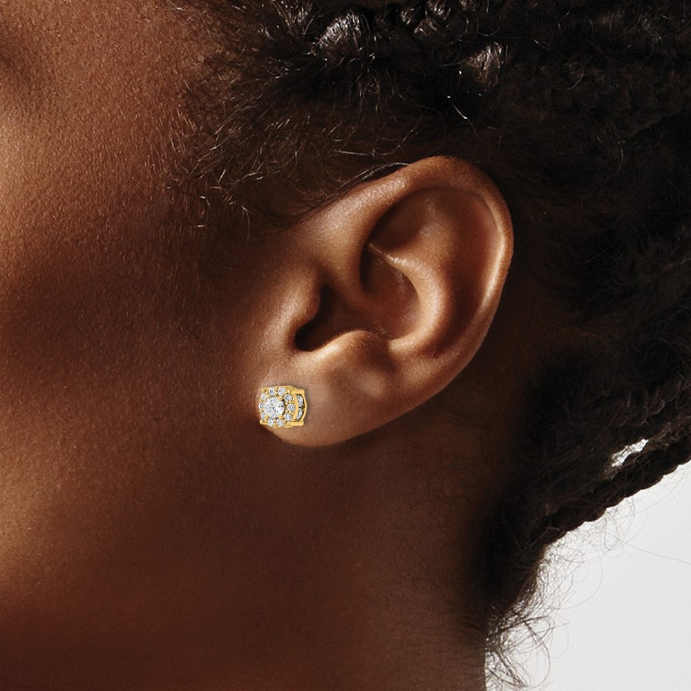 Round Halo Post Earrings, 1.00-2.00 ct tw Lab-Grown Diamond — 1 ct