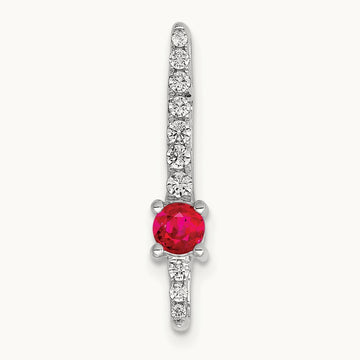 Diamond and .18 Ruby Fancy Chain Slide, 14K White Gold