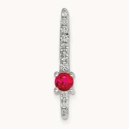 Diamond and .18 Ruby Fancy Chain Slide, 14K White Gold