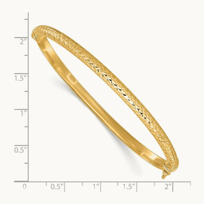 Diamond Cut Hinged Bangle — 14K Yellow Gold