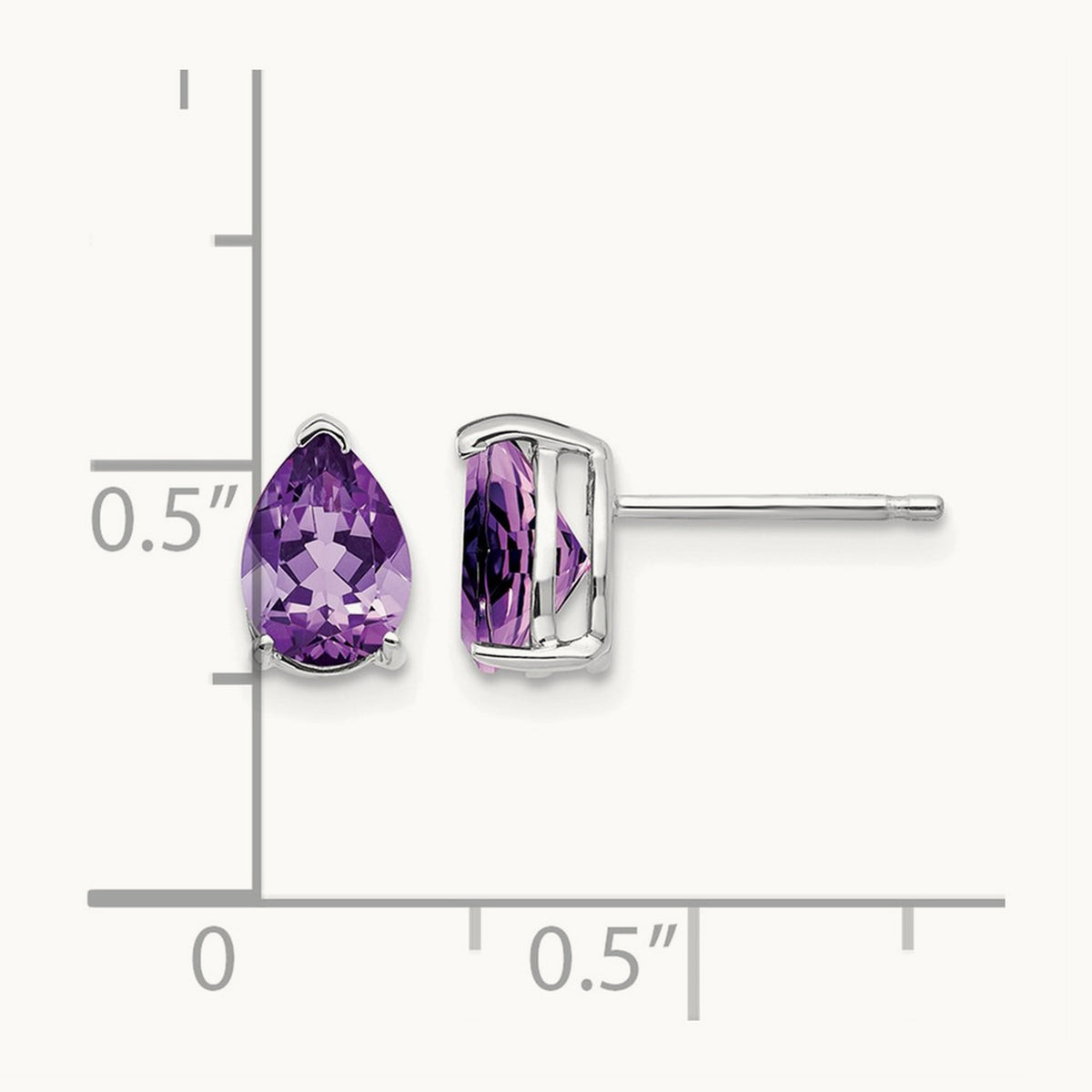 7x5mm Pear Amethyst Earrings, 14K White Gold