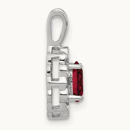Created Ruby Pendant, 0.10 ct tw Lab-Grown Diamond