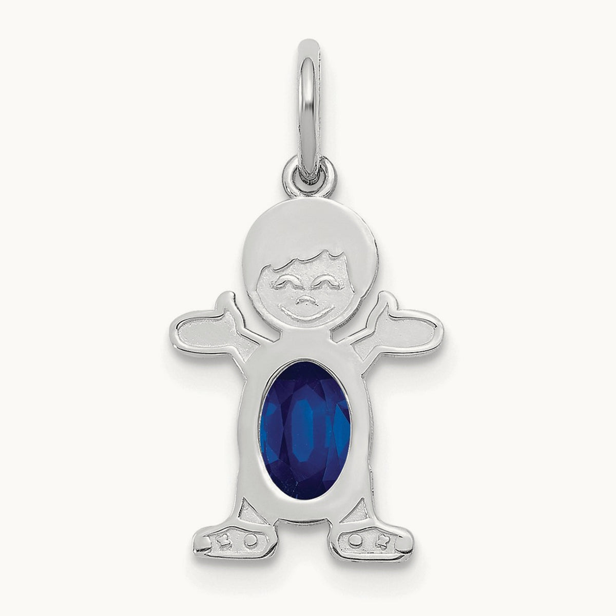 Boy 6x4 Oval Genuine Sapphire-September — 14K White Gold