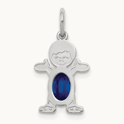 Boy 6x4 Oval Genuine Sapphire-September — 14K White Gold