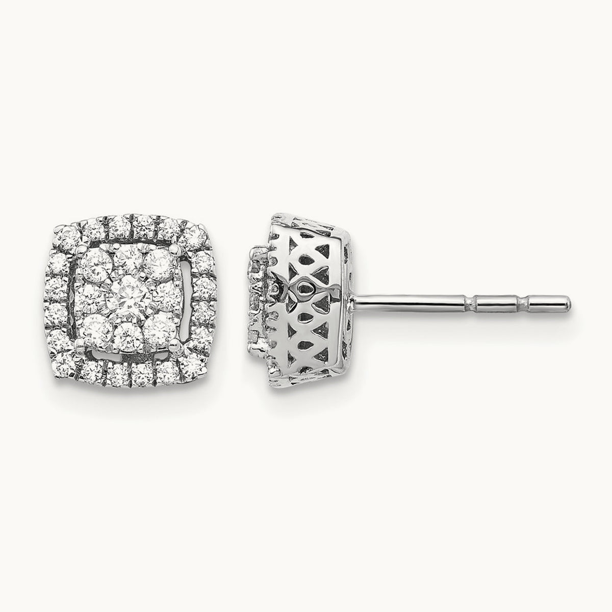 Diamond Post Earrings — 14K White Gold