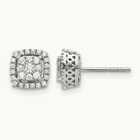 Diamond Post Earrings — 14K White Gold