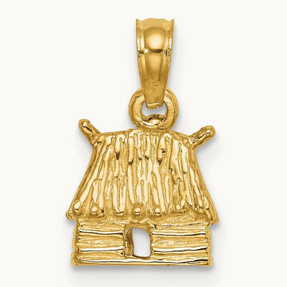 3-D Bungalow Island Hut Charm, 14K