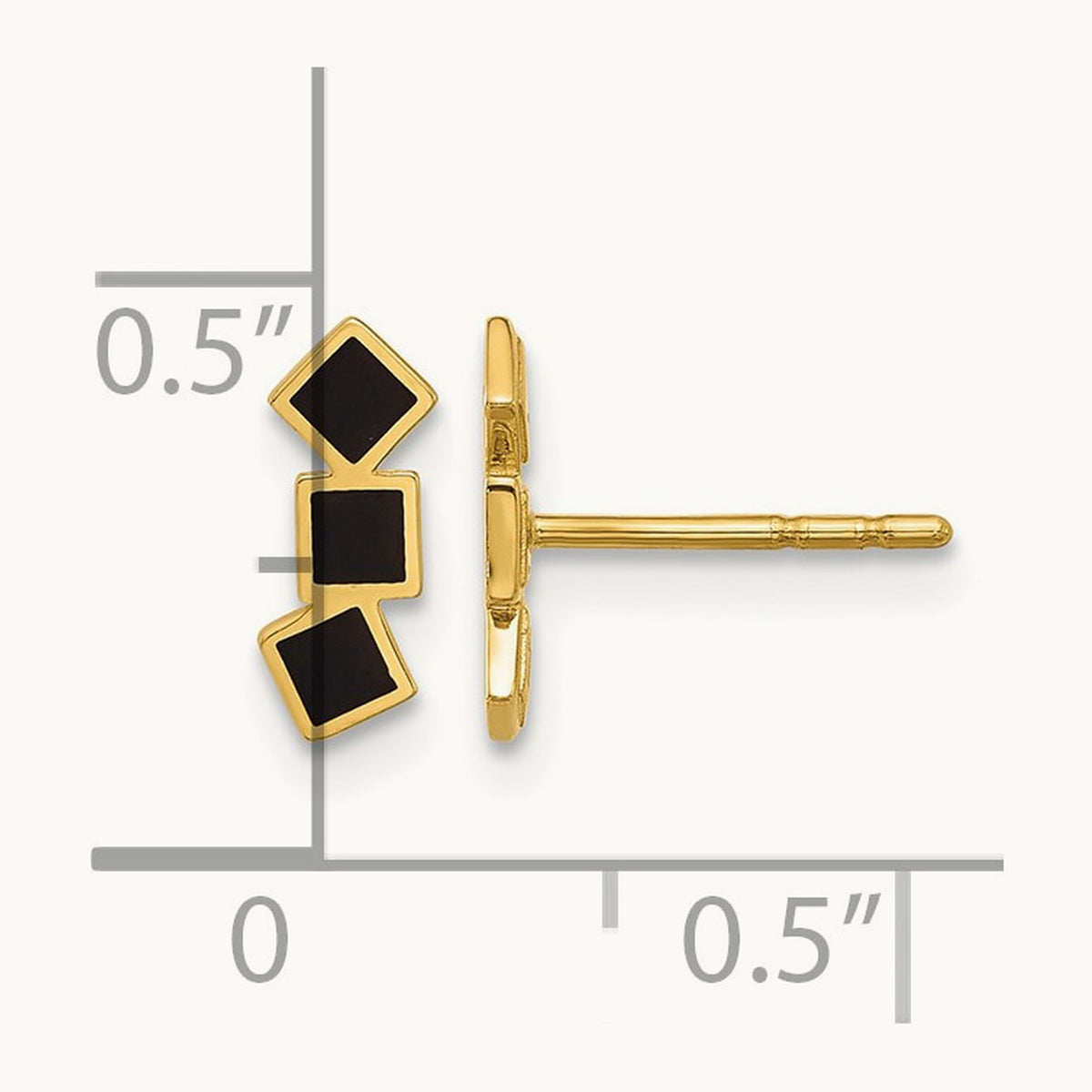 Epoxy Squares Post Earrings, 14K Black