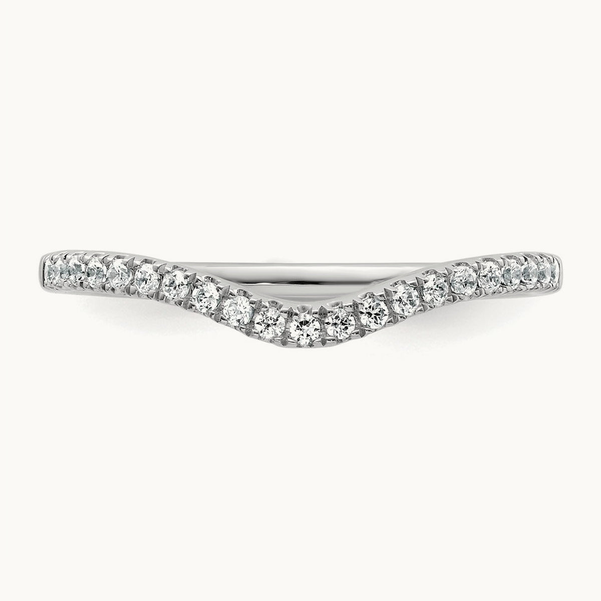 Contoured Wedding Band — 14K White Gold, VS (Best), 7