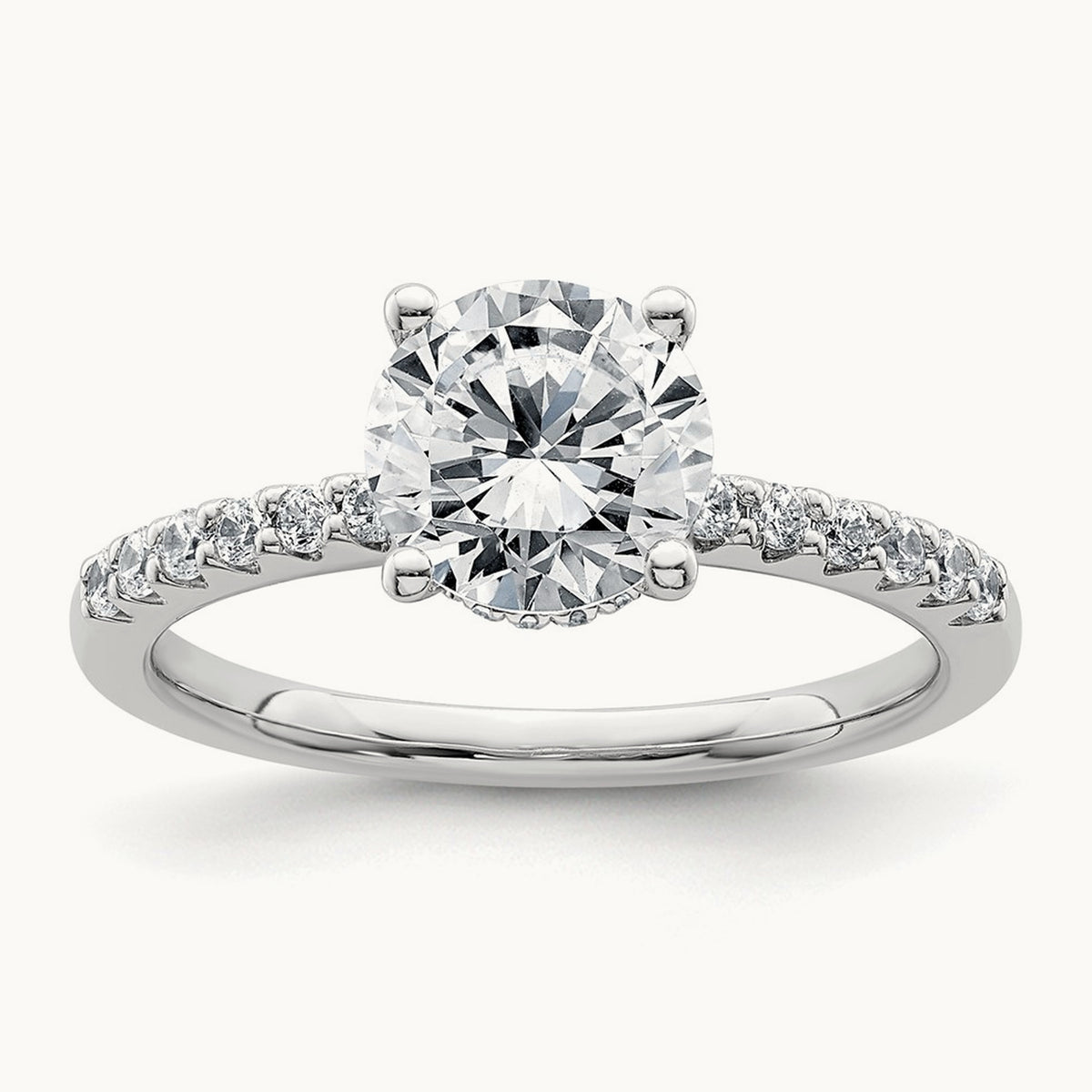 Round Engagement Ring, 1.25-2.75 ct tw Lab-Grown Diamond — 1 3/4 ct, 14K White Gold