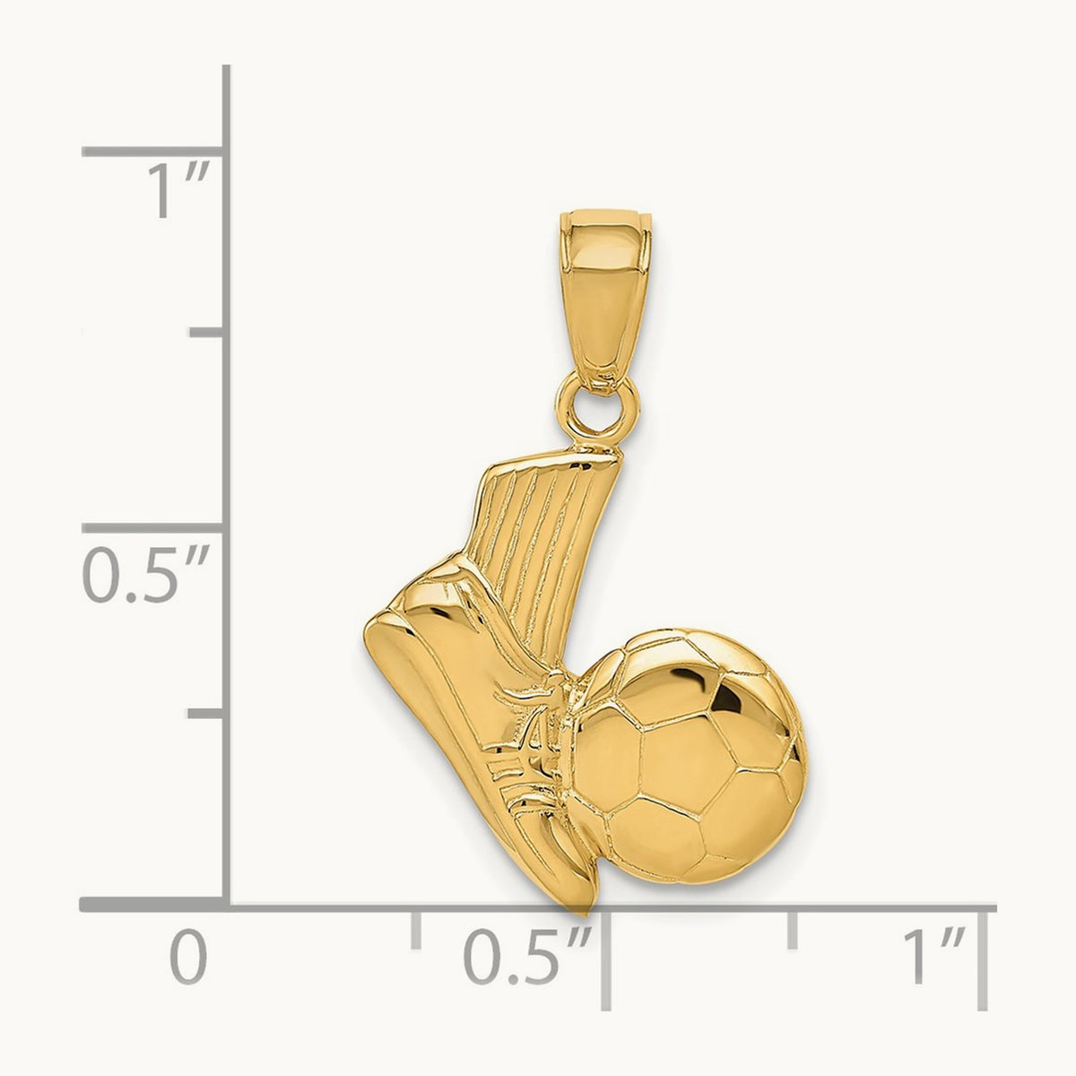 Solid Open-Backed Soccer Shoe and Ball Pendant, 14K