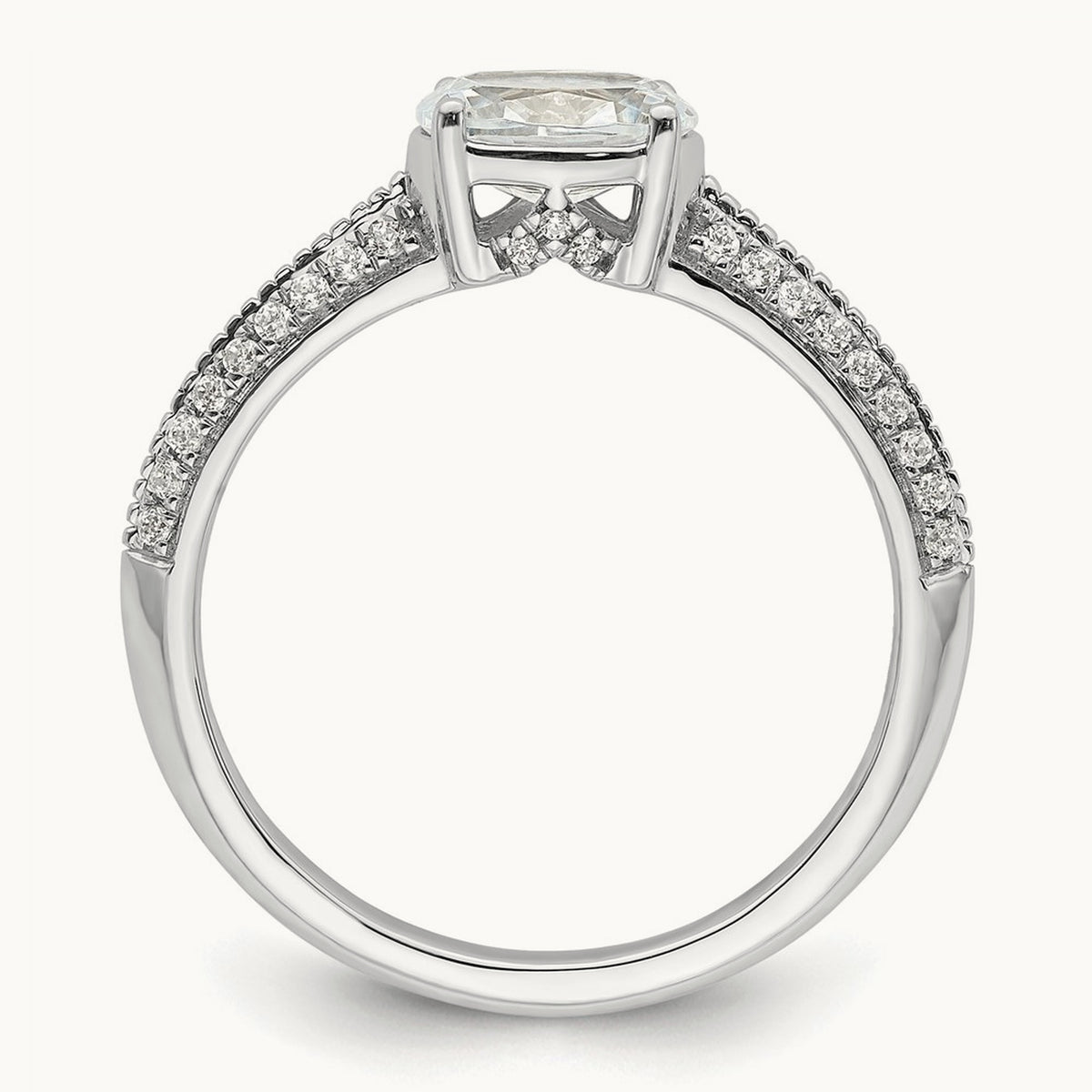 East West Oval Semi-Mount Engagement Ring — 3/4 ct, 7