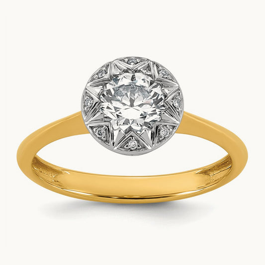 With Rhodium Round Center Ring, 1.00 ct tw Lab-Grown Diamond