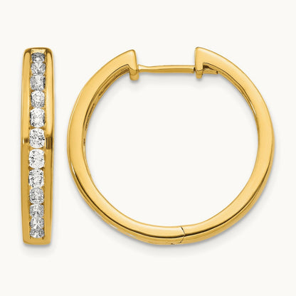 Diamond Hinged Hoop Earrings, 14K