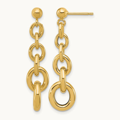 Polished Fancy Circle Link Dangle Post Earrings — Leslie's — photo set