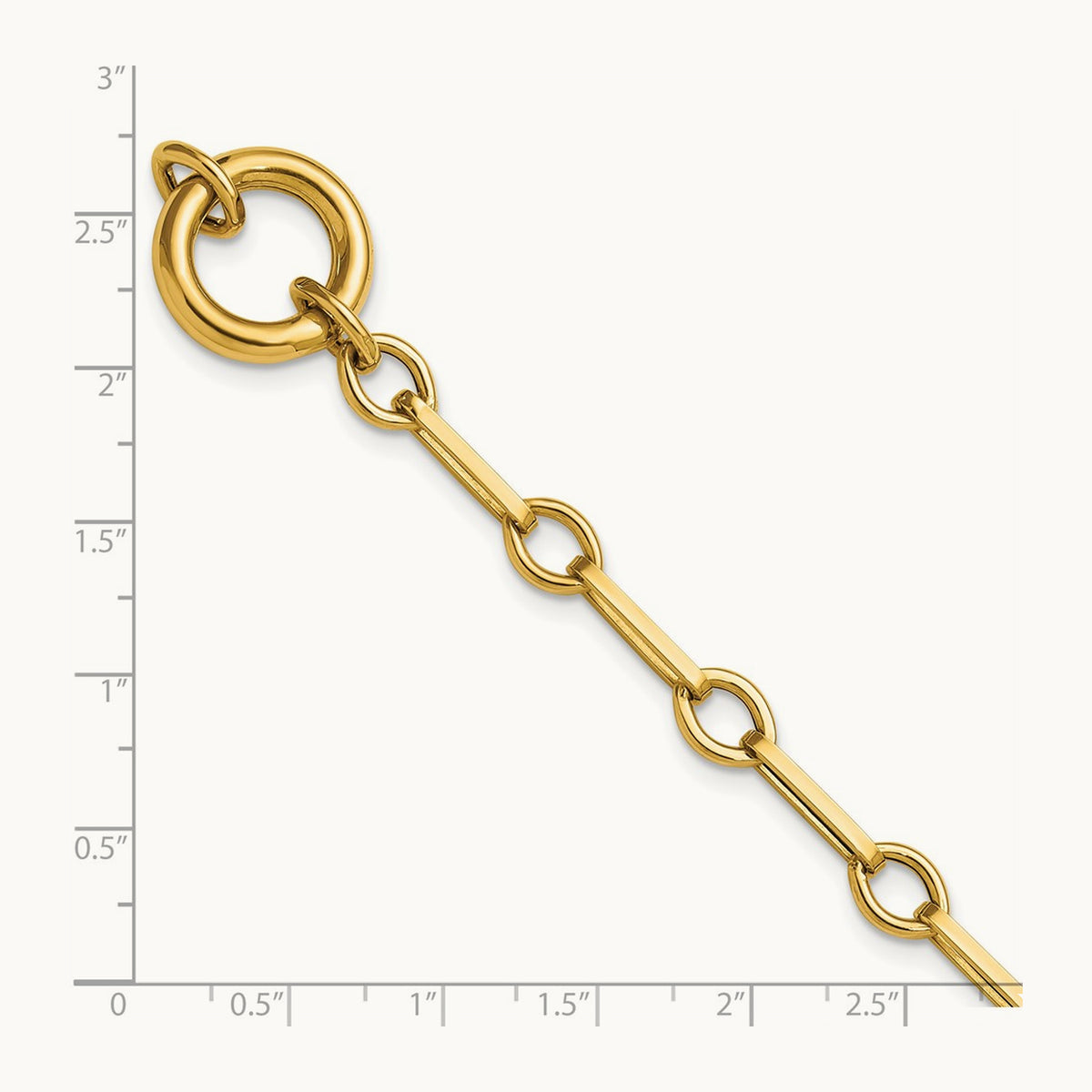 Polished 7.75in Fancy Link with Circle Bracelet, 14K